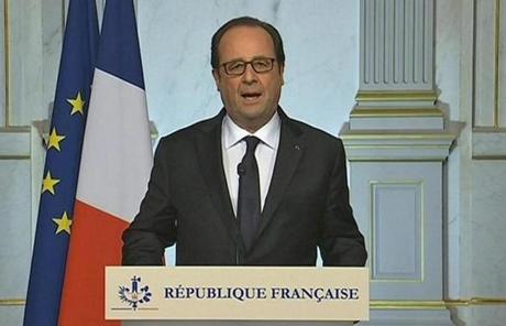 French President Francois Hollande made a televised address in Paris early Friday.
